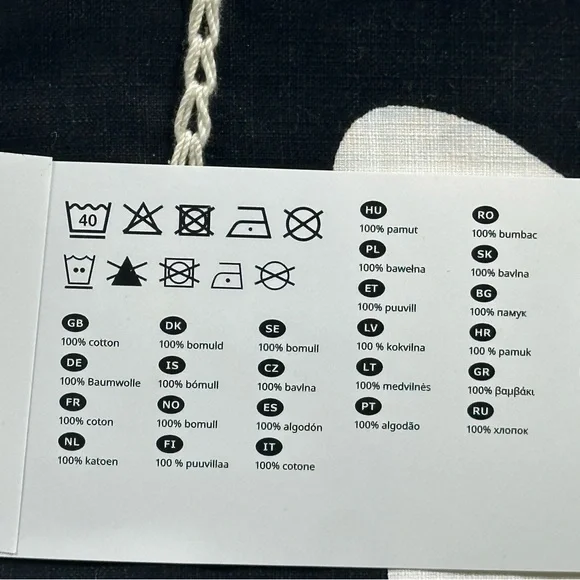 IKEA SMAFROSSORT Two Pillow Cushion Cover 20x20 Leaf Embroidered Off-White/Black - Picture 4 of 5